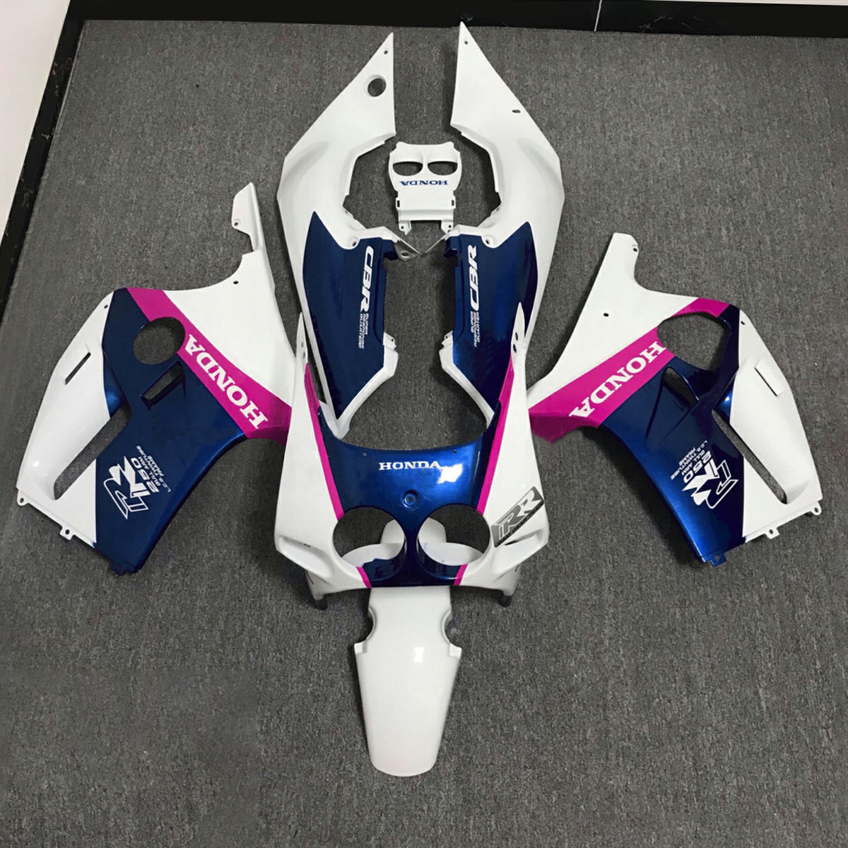 Amotopart 1990-1998 CBR250RR MC22 Honda Kit de carénage rose et bleu