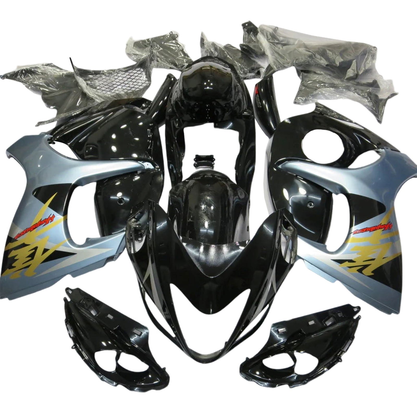 Amotopart 2008-2020 GSX1300R Hayabusa Suzuki Kit de carenado gris y negro