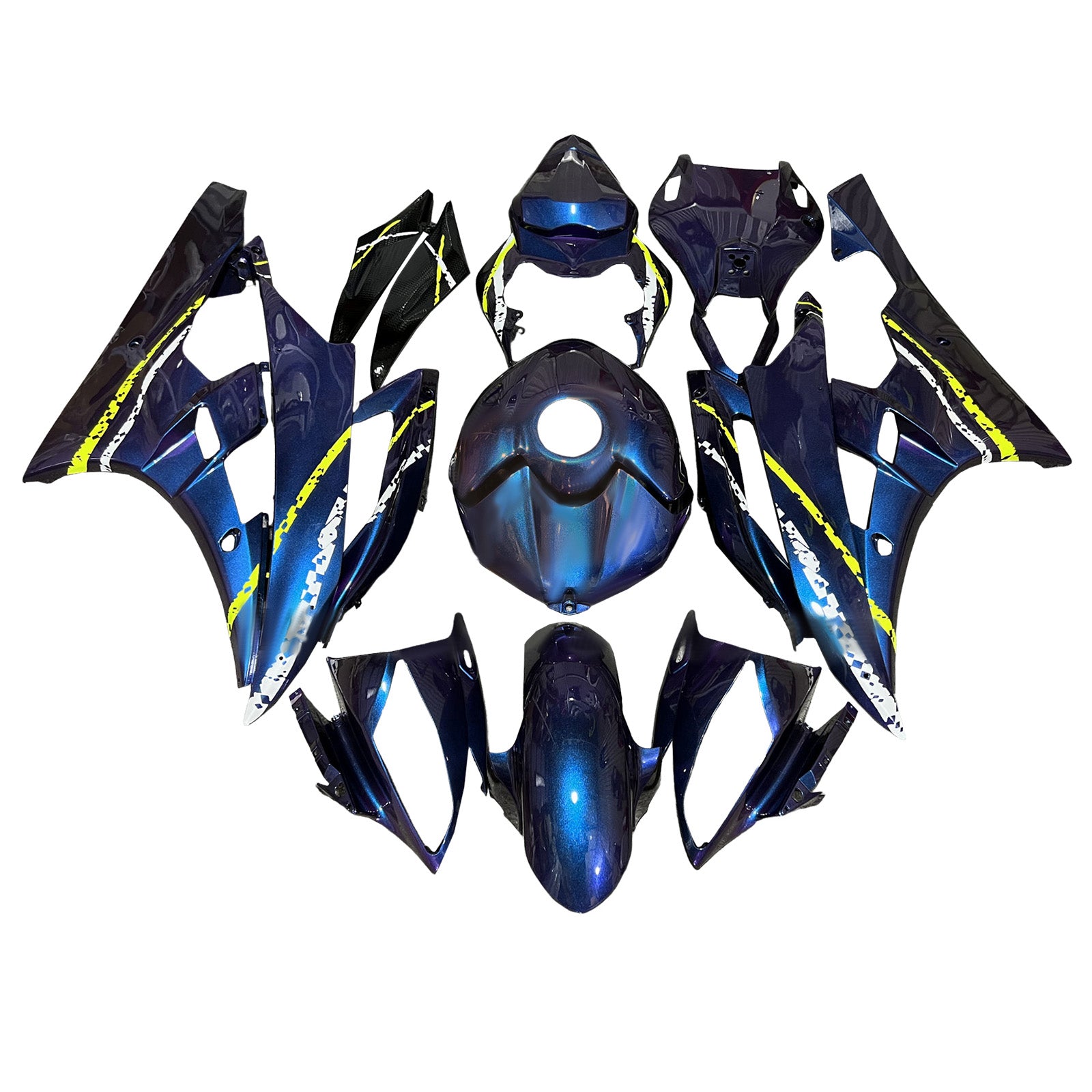 Amotopart 2006-2007 Yamaha YZF-R6 Blue & Black Fairing Kit