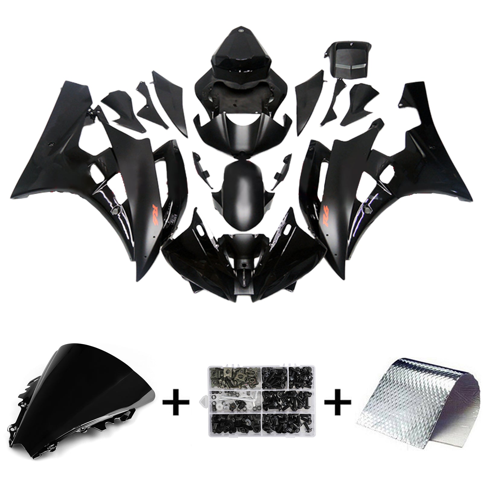 Amotopart 2006-2007 Yamaha YZF 600 R6 Kit de carenado negro mate