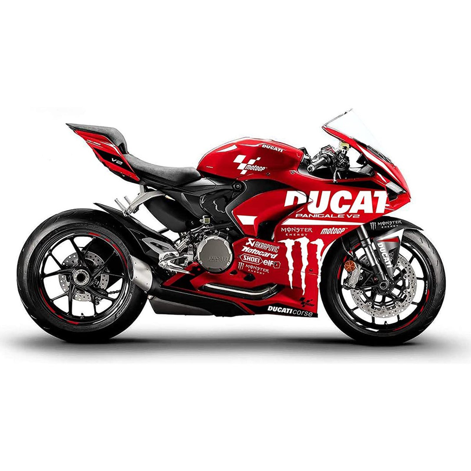 Amotopart 2020-2024 Ducati Panigale V2 Kit de carénage rouge avec logo blanc