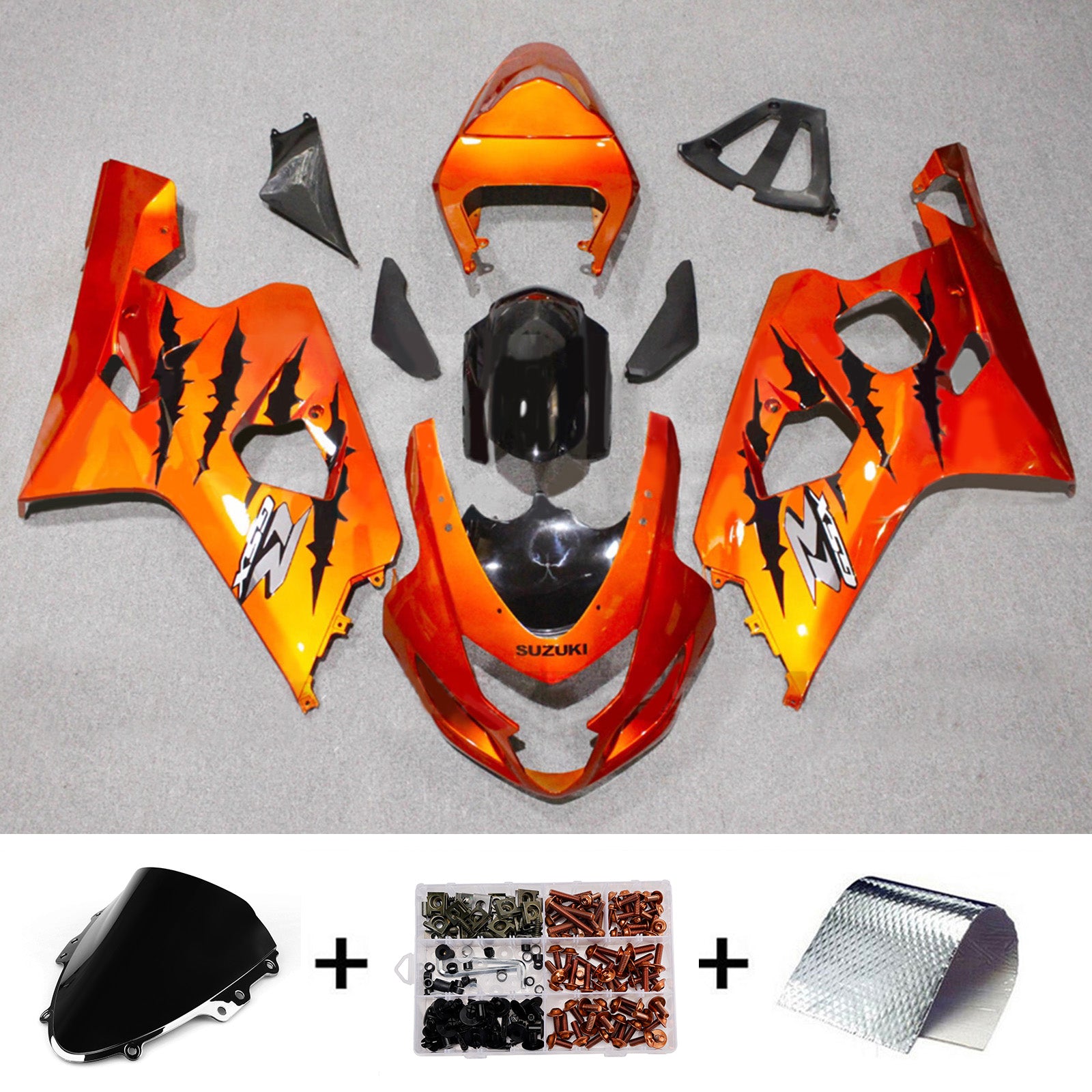 Amotopart 2004-2005 Suzuki GSXR 600/750 Red Orange Black Fairing Kit