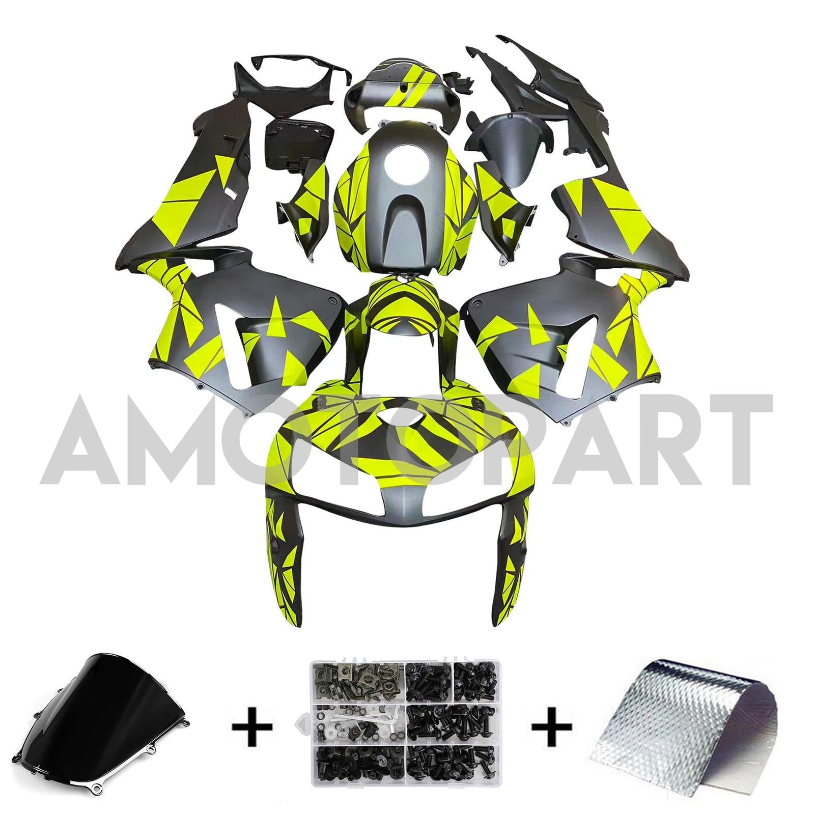 Amotopart 2005-2006 Honda CBR600RR Green Black Fairing Kit