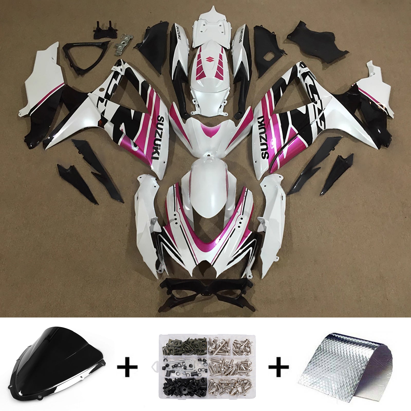 Amotopart 2008-2010 Suzuki GSXR 600/750 White Black Purple Fairing Kit