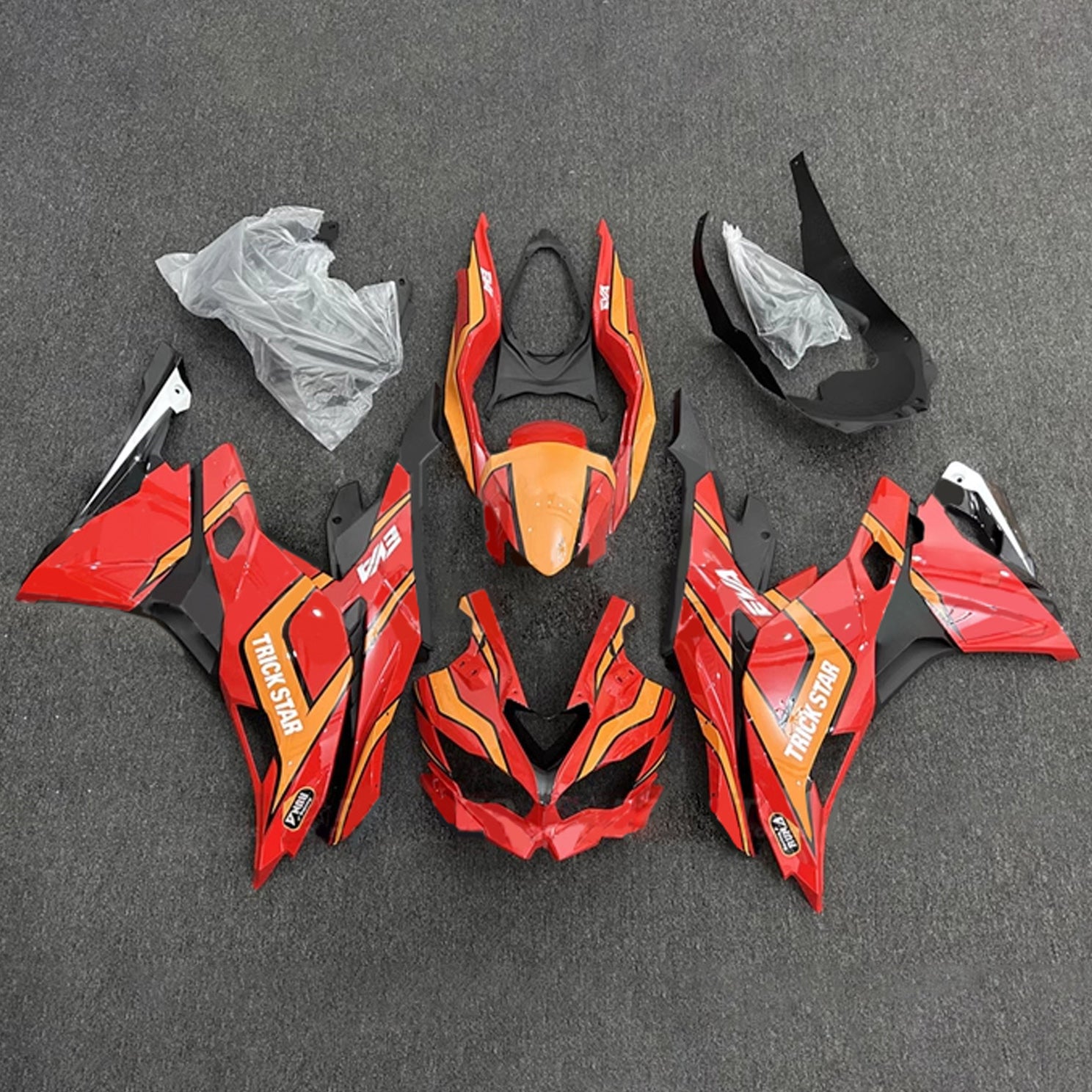 Amotopart 2019-2024 Ninja ZX-25R ZX-4R ZX-4RR Kawasaki Red&Orange Fairing Kit