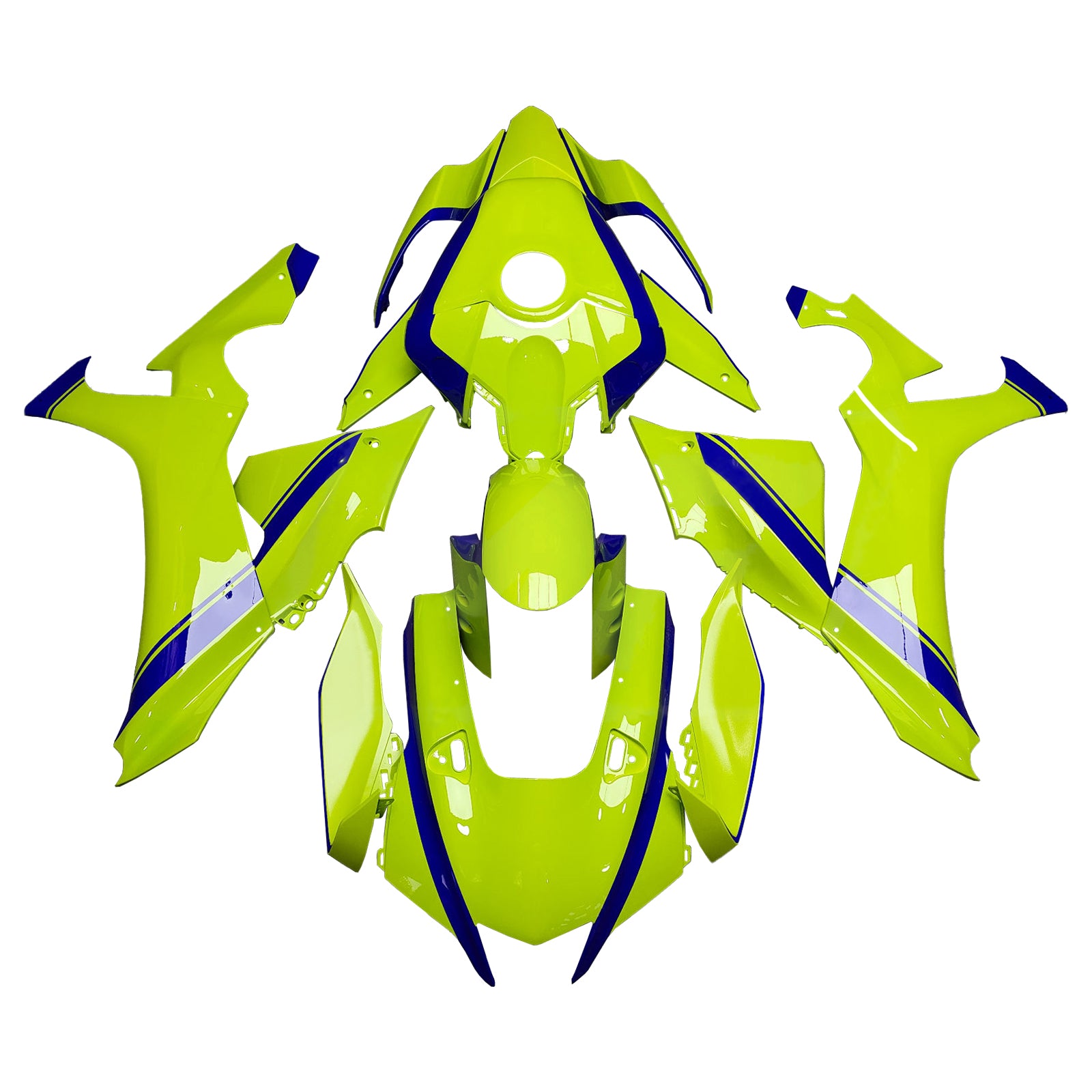 Amotopart 2020-2025 Yamaha YZF-R1 Light Green Blue Line Fairing Kit