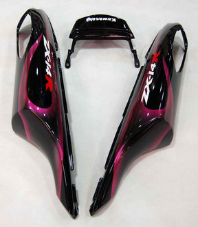 Amotopart 2006-2011 Kawasaki ZX14R Black with Pink Flame Fairing Kit