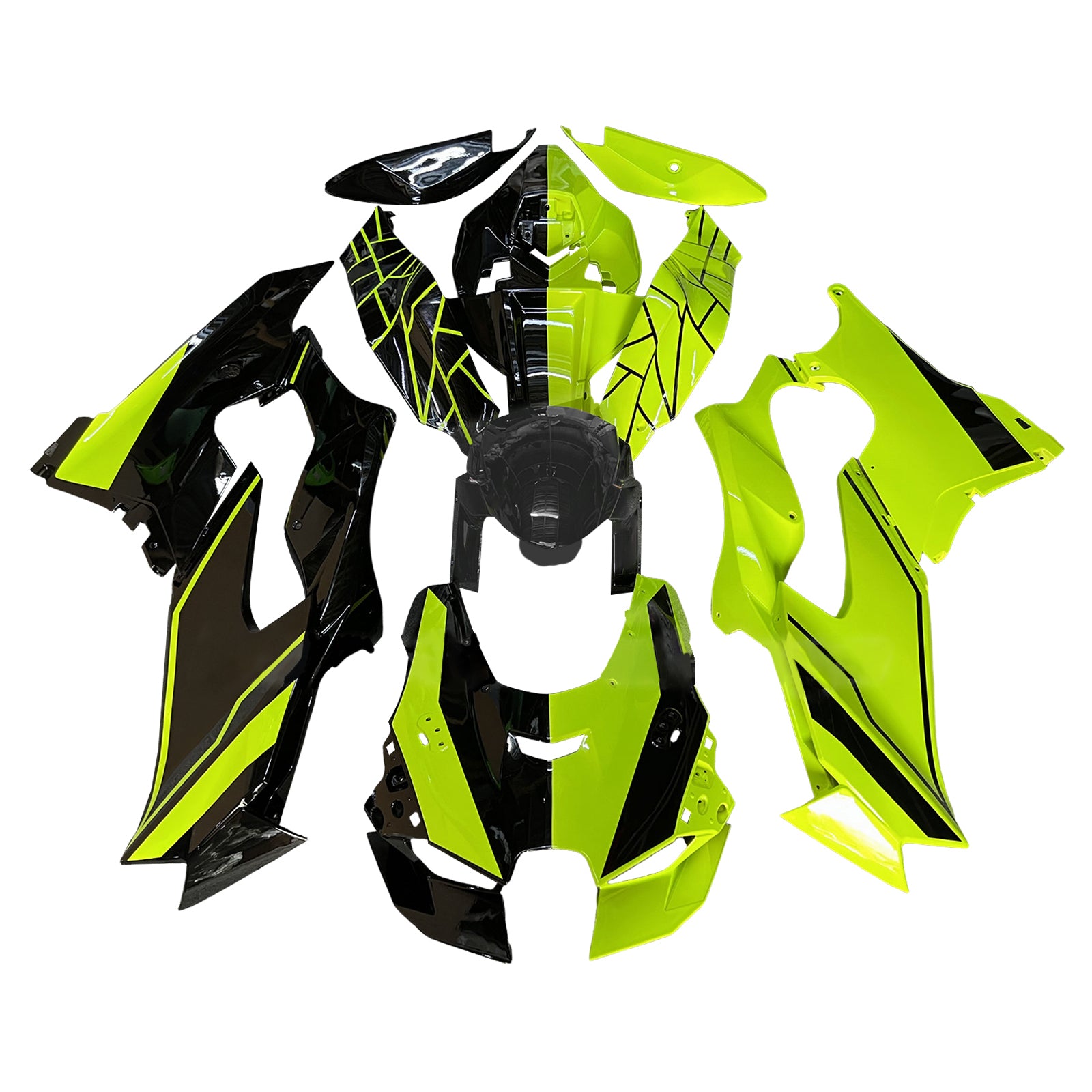 Amotopart 2021-2025 Kawasaki ZX14R ZZR1400 Yellow Black Fairing Kit