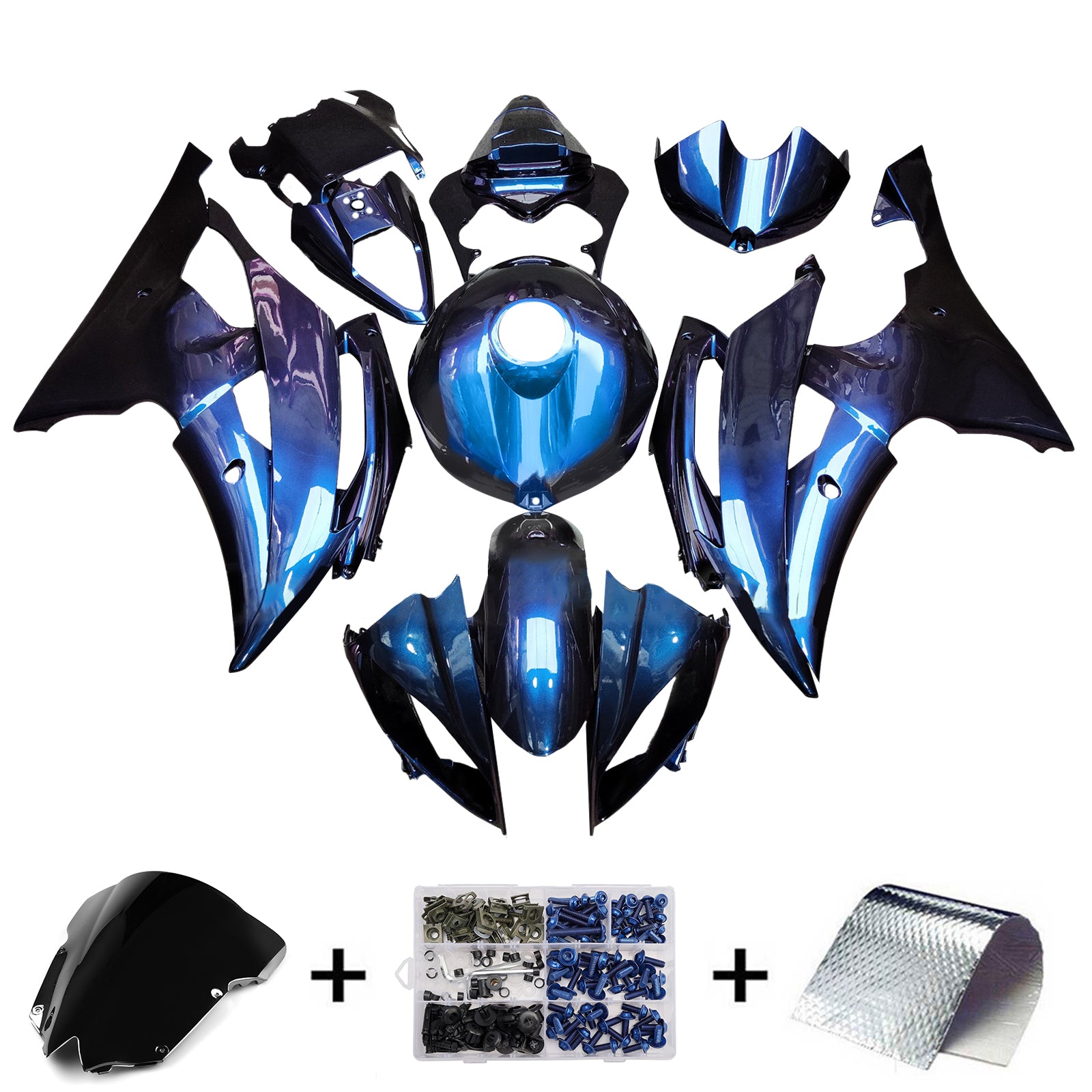 Amotopart 2008-2016 Yamaha YZF-R6 Blue Purple Chameleon Fairing Kit