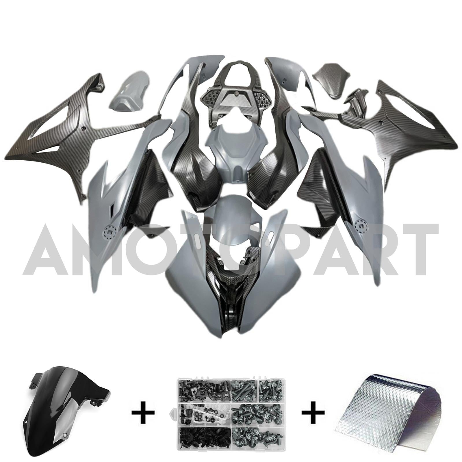 Amotopart BMW S1000RR 2019-2022 Witte en grijze kuipkit