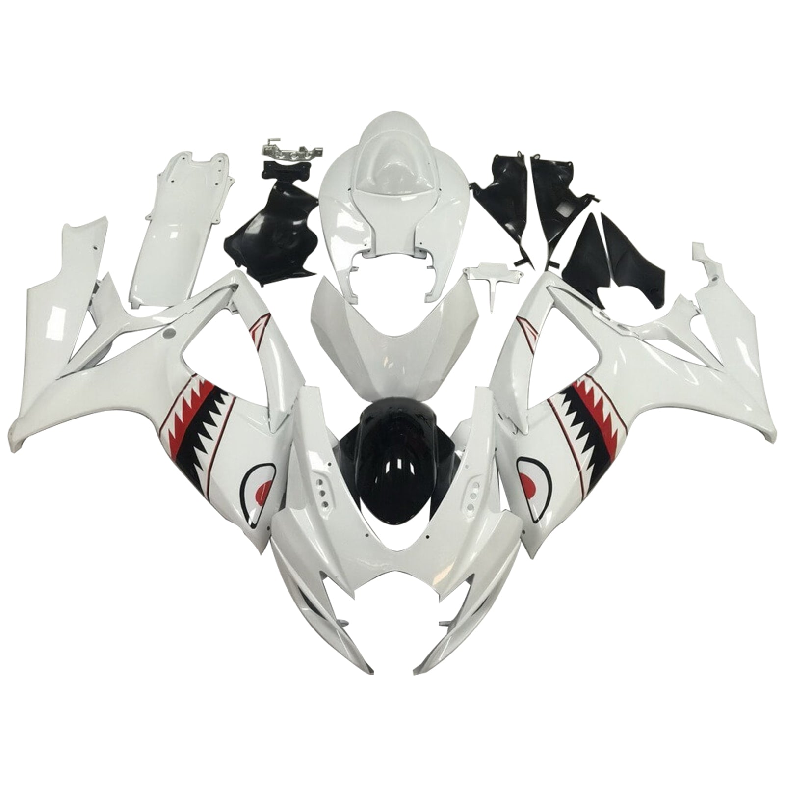 Amotopart 2006-2007 K6 GSXR 600/750 Suzuki White with Shark Fairing kit