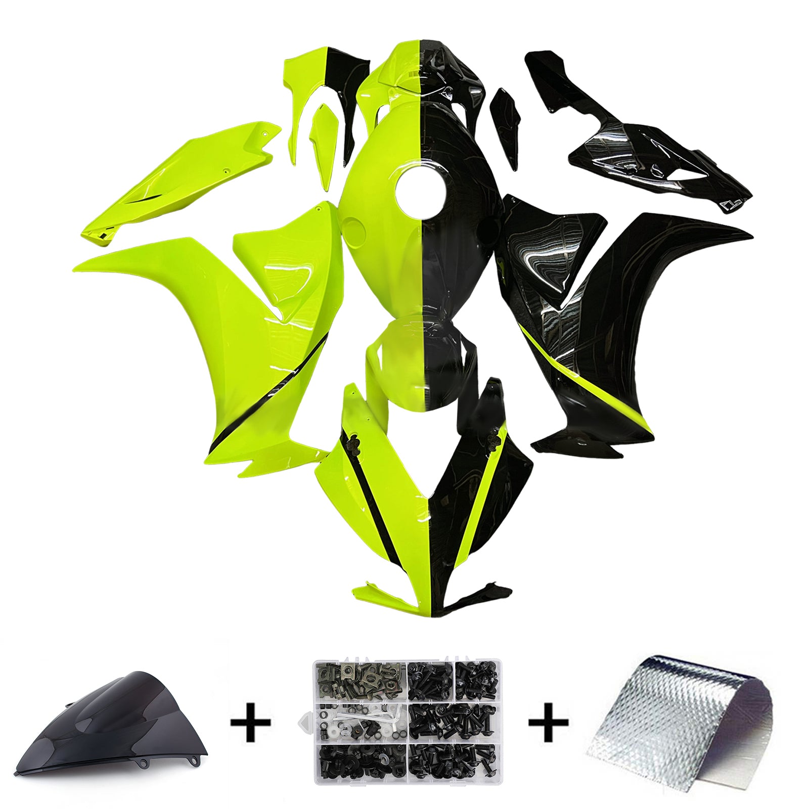 Amotopart 2012-2016 Honda CBR1000RR Kit de carénage vert clair noir