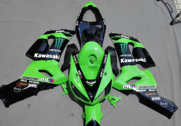 Amotopart Kit de carénage Kawasaki 2009-2012 ZX6R 636 vert Style2