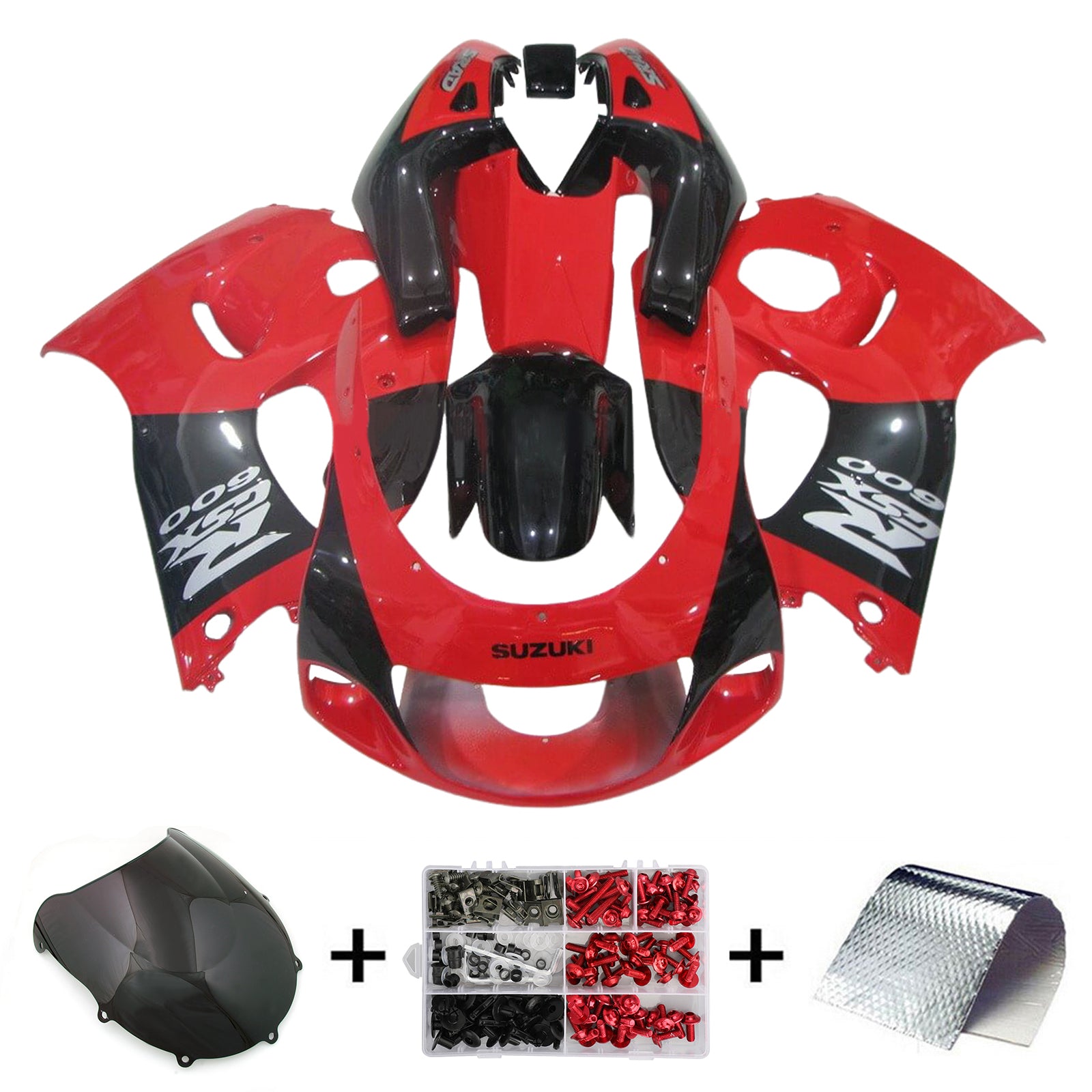 Amotopart Suzuki GSXR600 1996-2000 GSXR750 1996-1999 Red&Black Style1 Fairing Kit