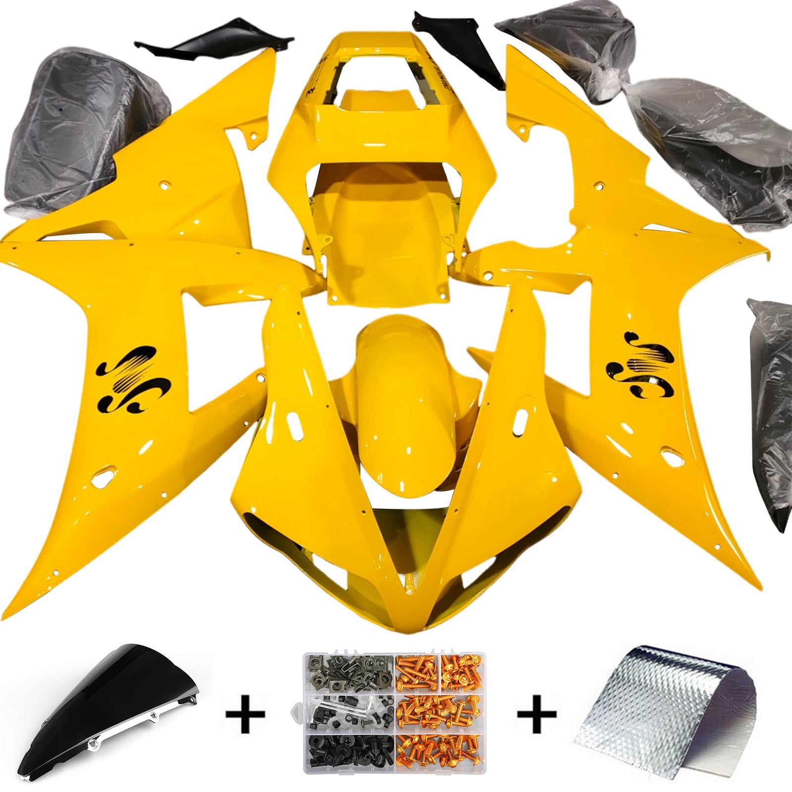 Amotopart 2002-2003 Yamaha YZF R1 Yellow Fairing Kit