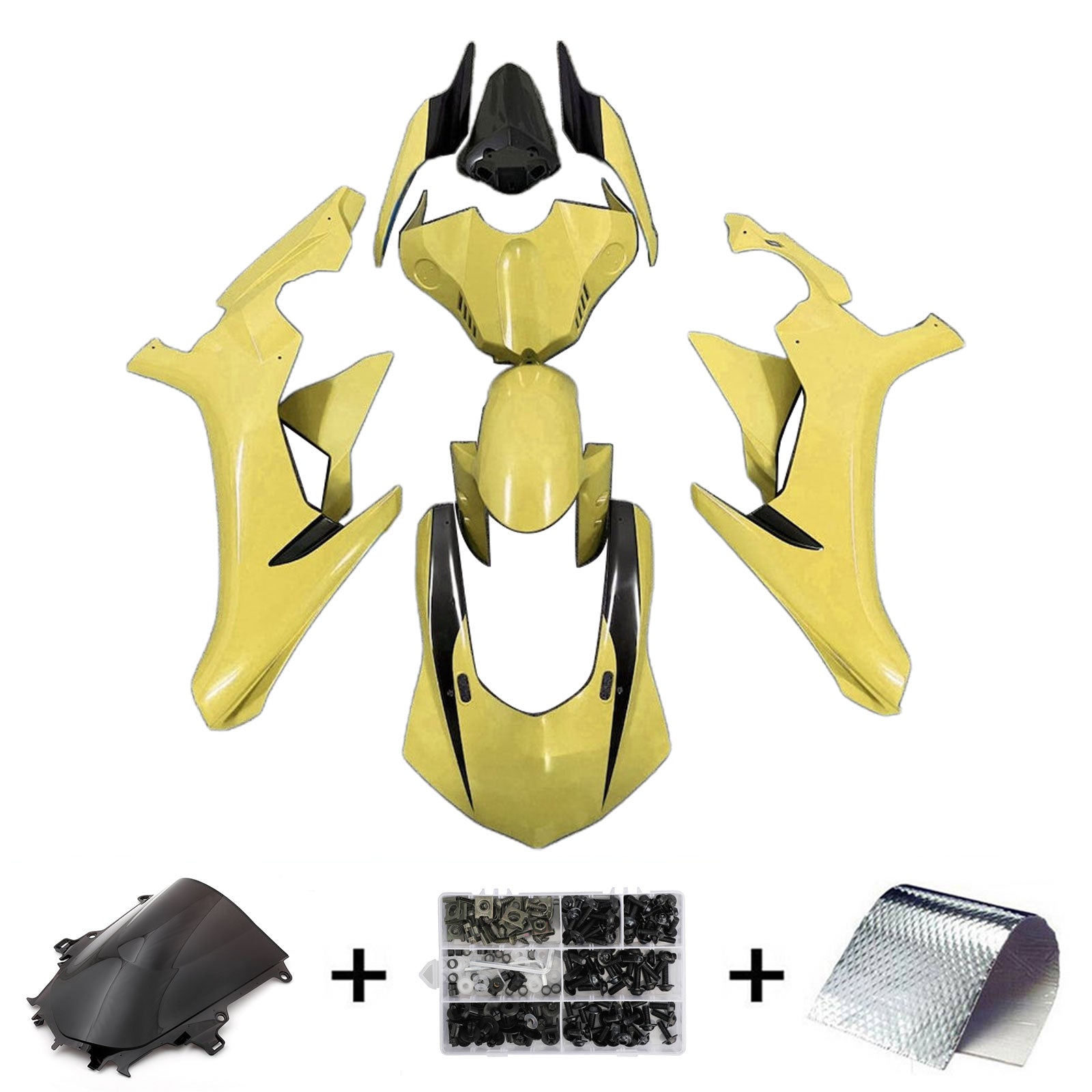 Amotopart 2020-2024 Yamaha YZF R1 Black Warm Beige Fairing Kit