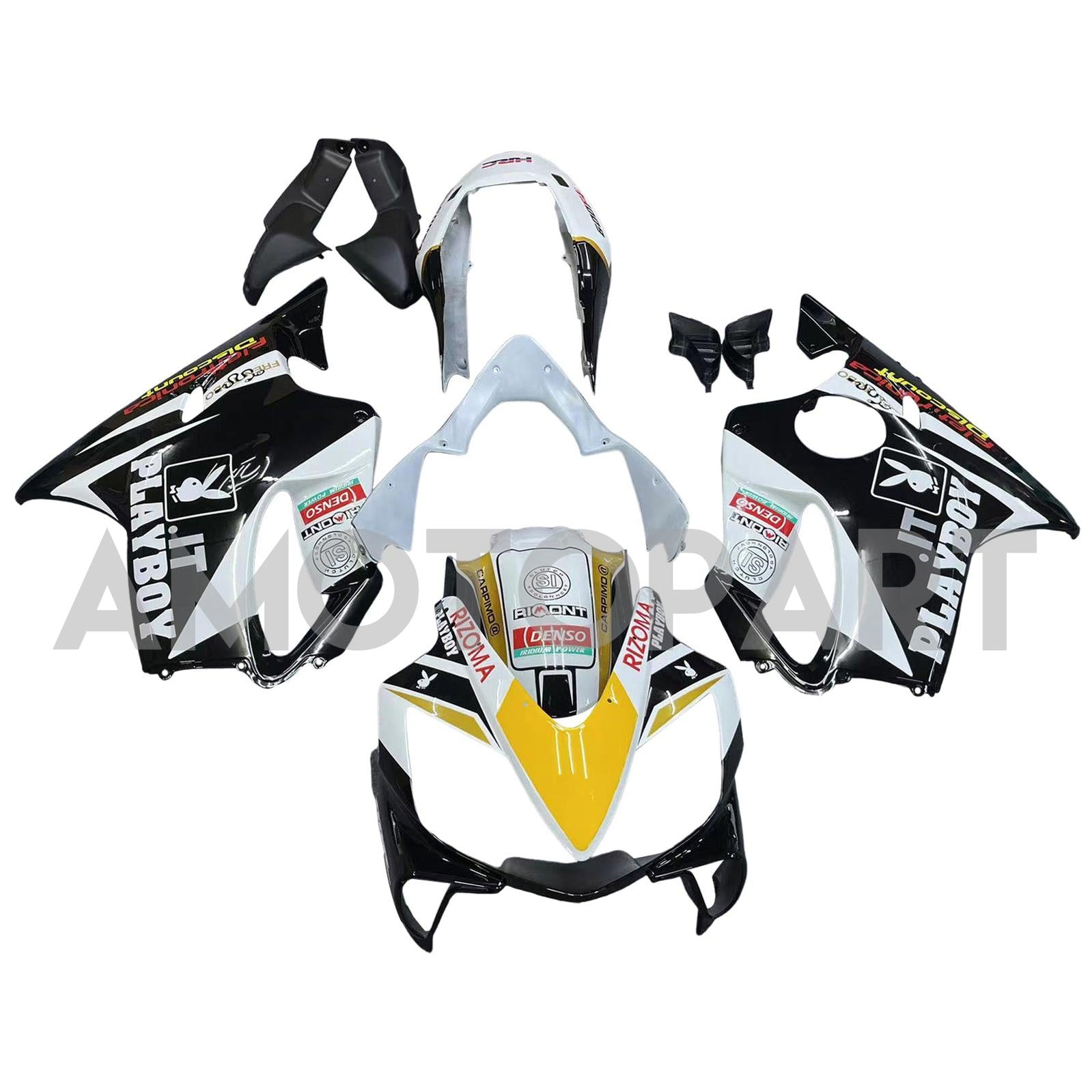 Amotopart 2004-2007 Honda CBR600 F4i Kit de carenado blanco negro