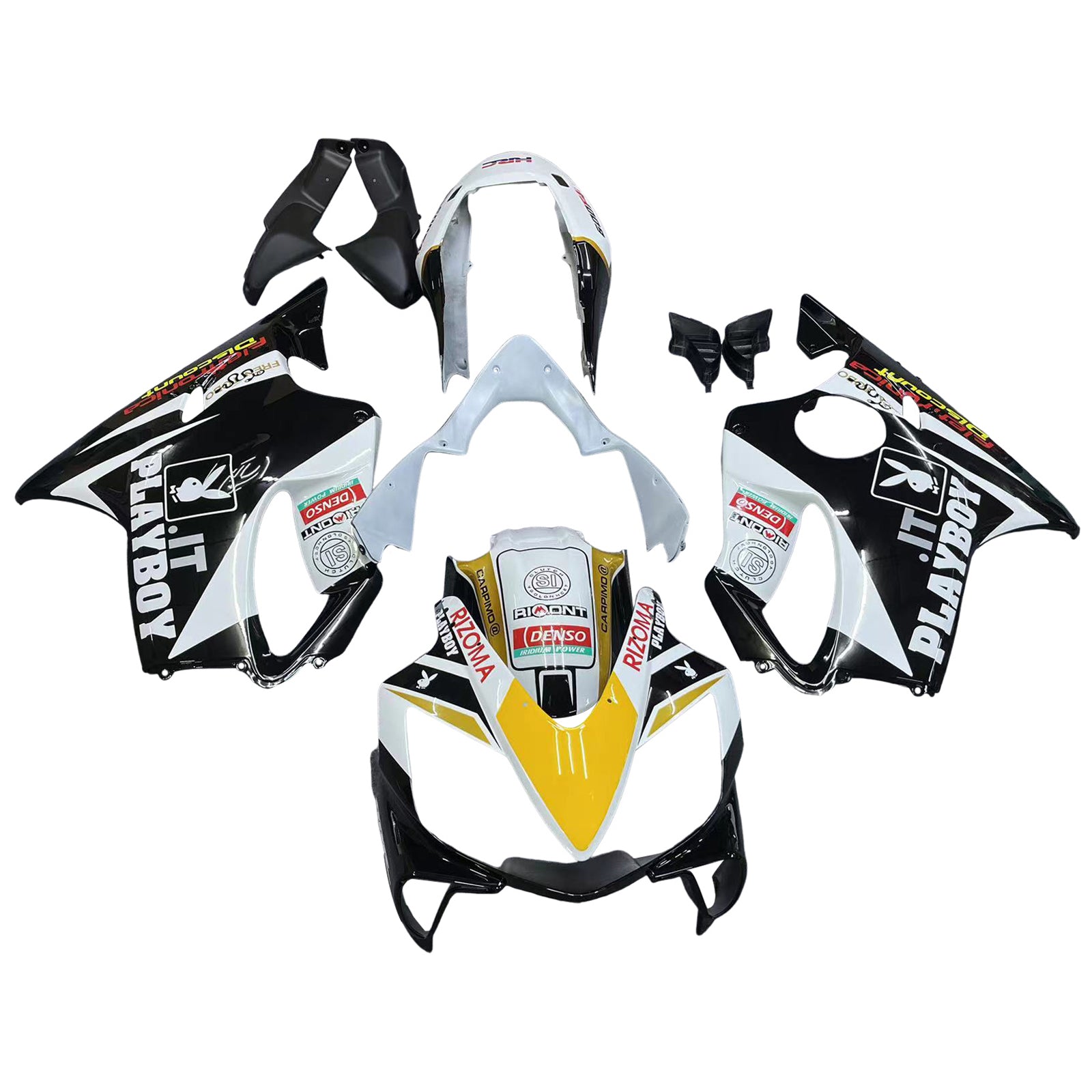 Amotopart 2004-2007 Honda CBR600 F4i White Black Fairing Kit