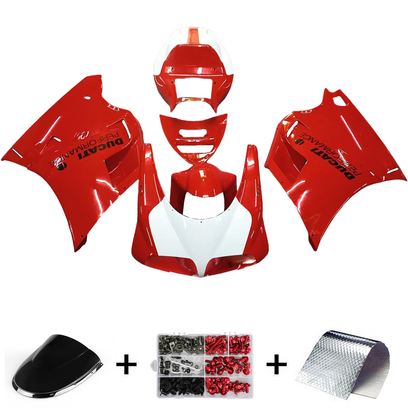 Amotopart 1996-2002 Ducati 996/748 Glossy Red White Fairing Kit