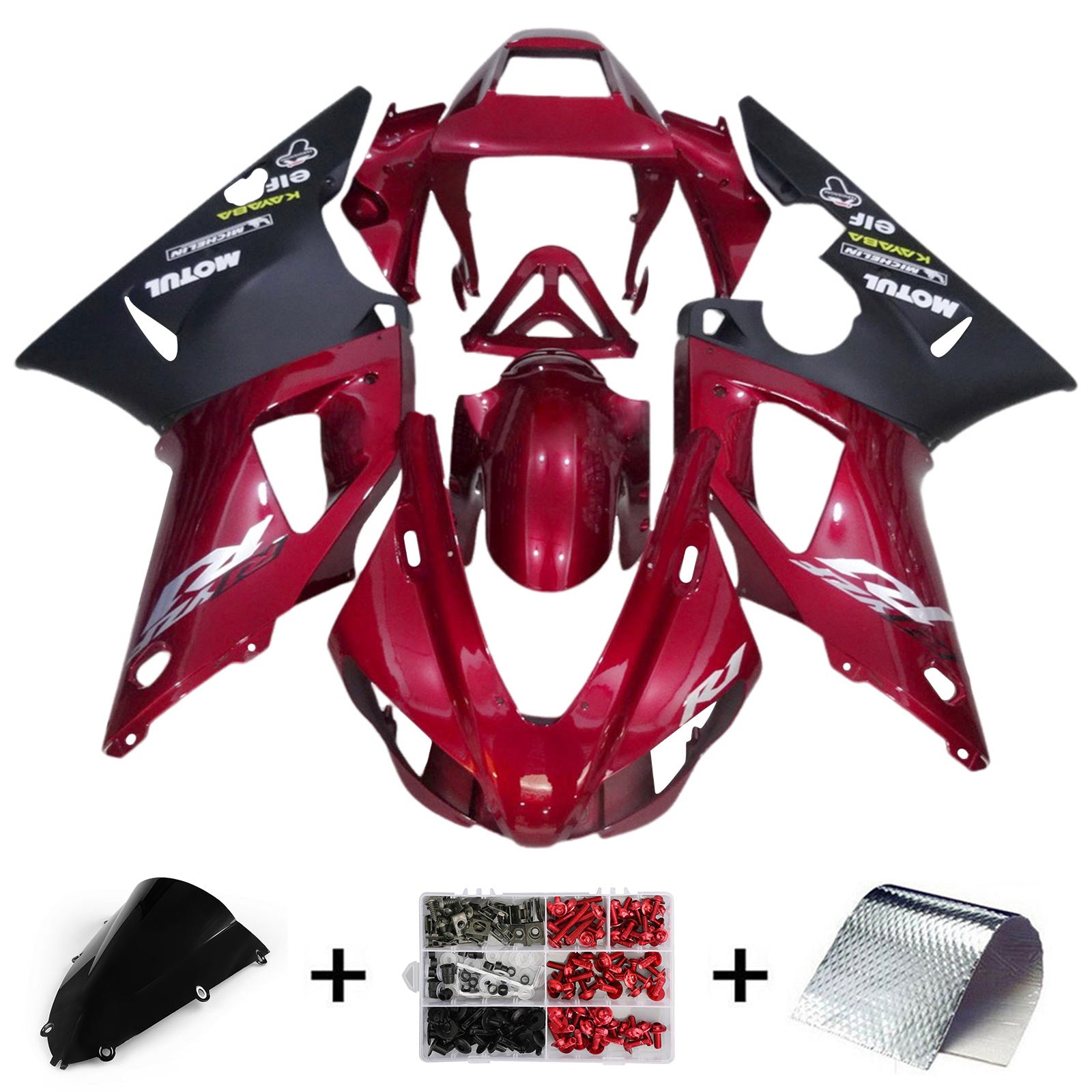 Amotopart 1998-1999 Yamaha YZF 1000 R1 Kit de carenado rojo negro