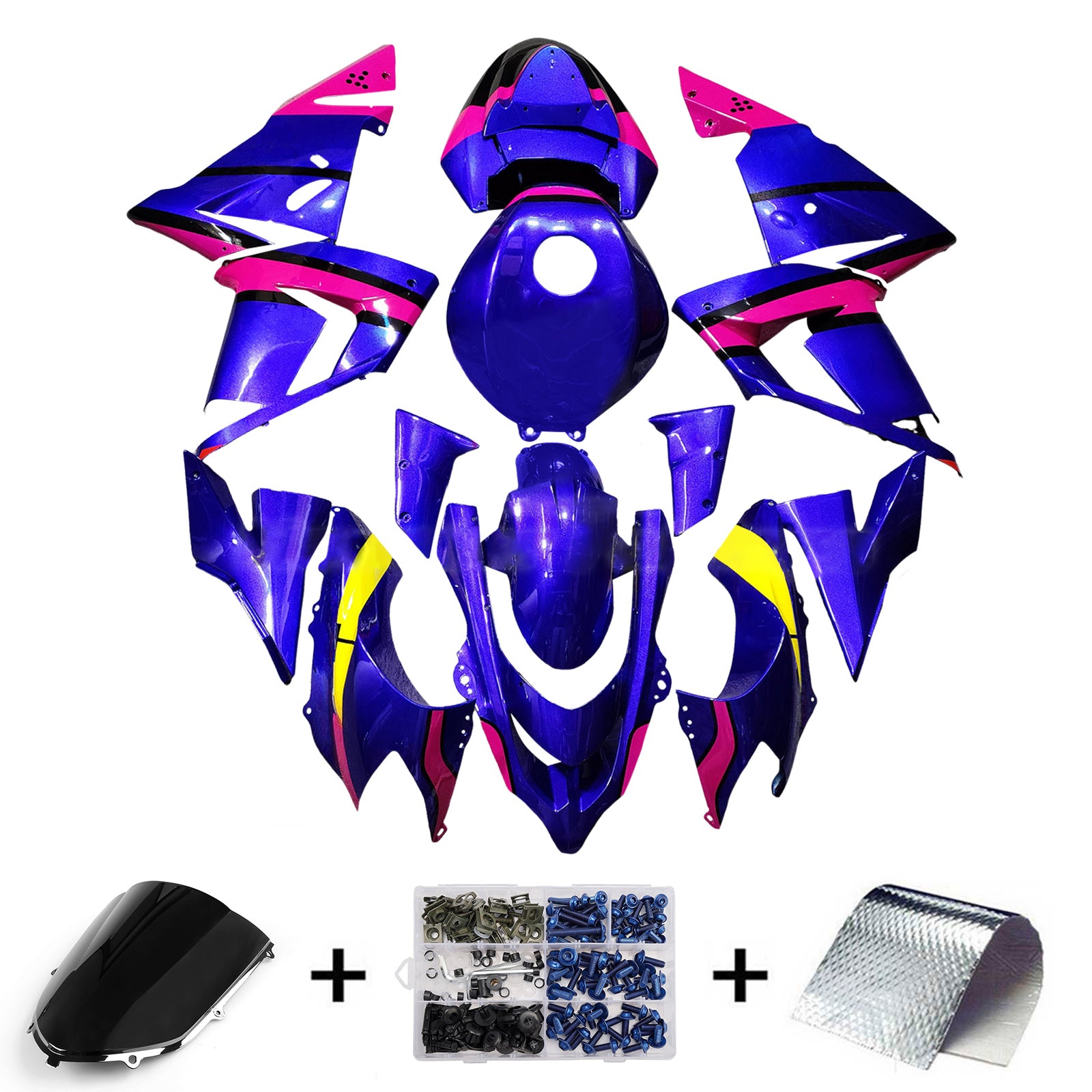 Amotopart 2004-2005 Kawasaki ZX10R Blue Pink Fairing Kit