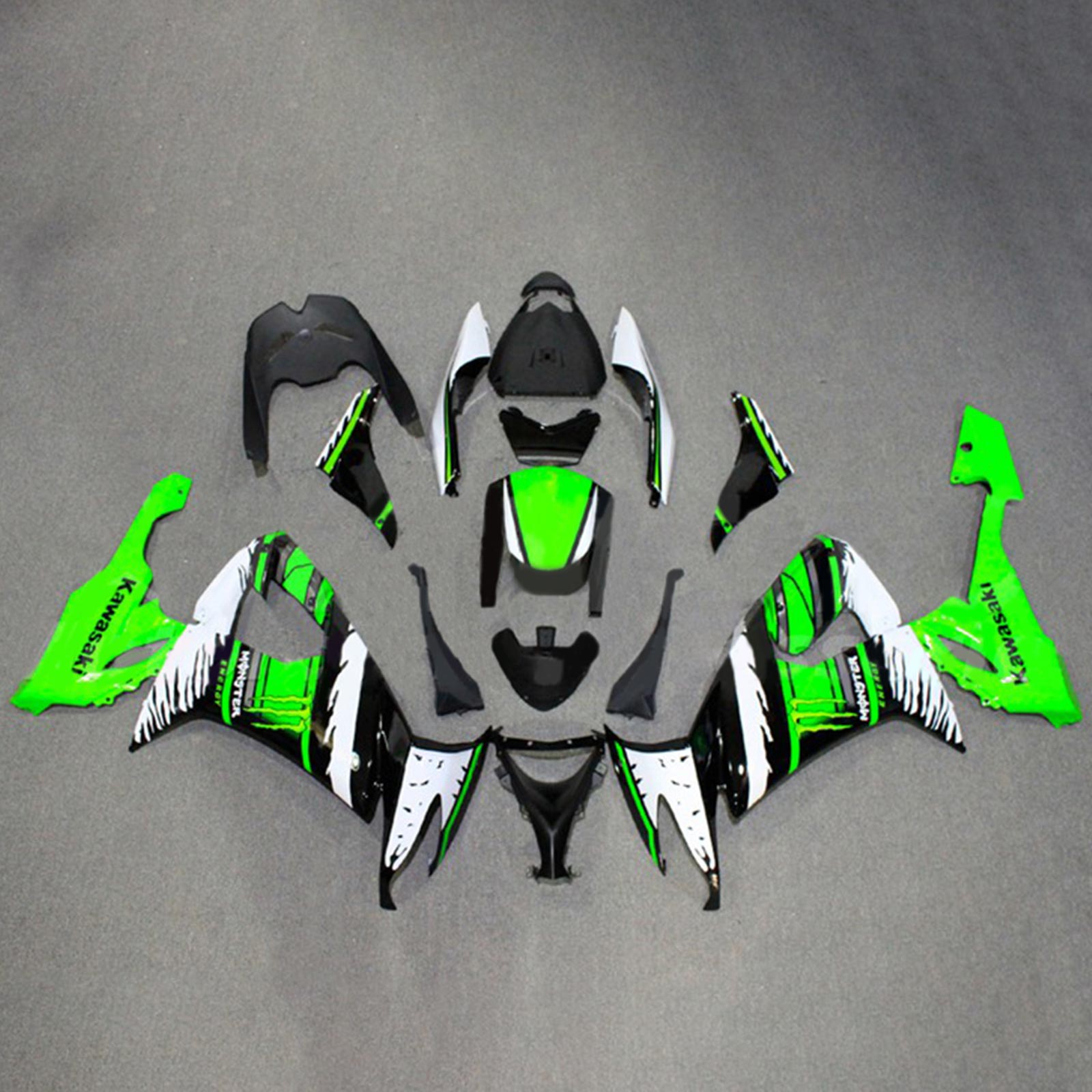 Amotopart 2008-2010 Kawasaki ZX10R Kit de carenado verde y negro Style3