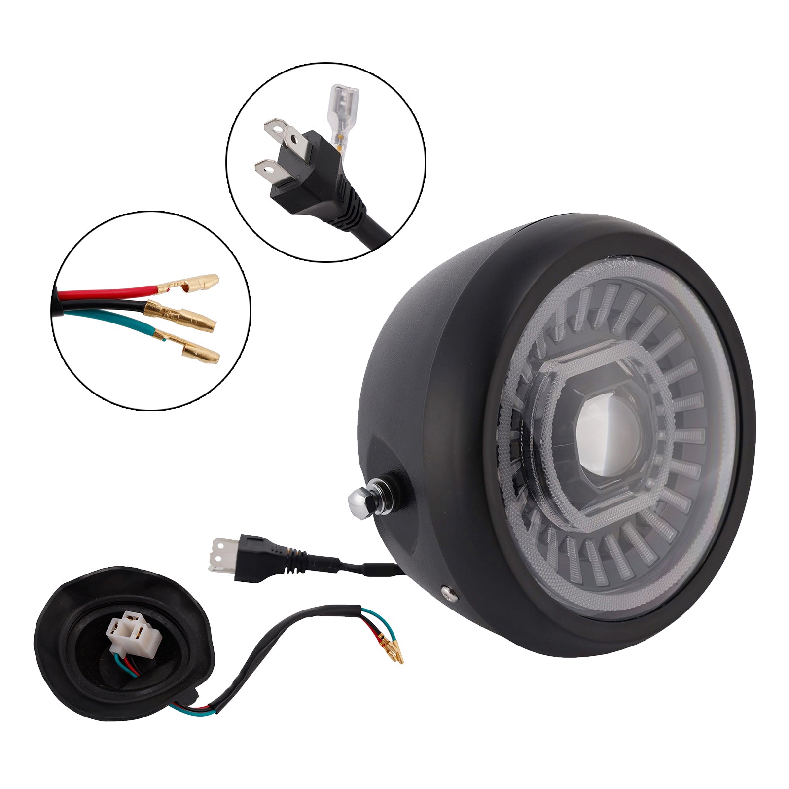 55W 7.5" Beam Headlight Fog Lamp Custom 4000lm Fits For Racer Bobber Chrome