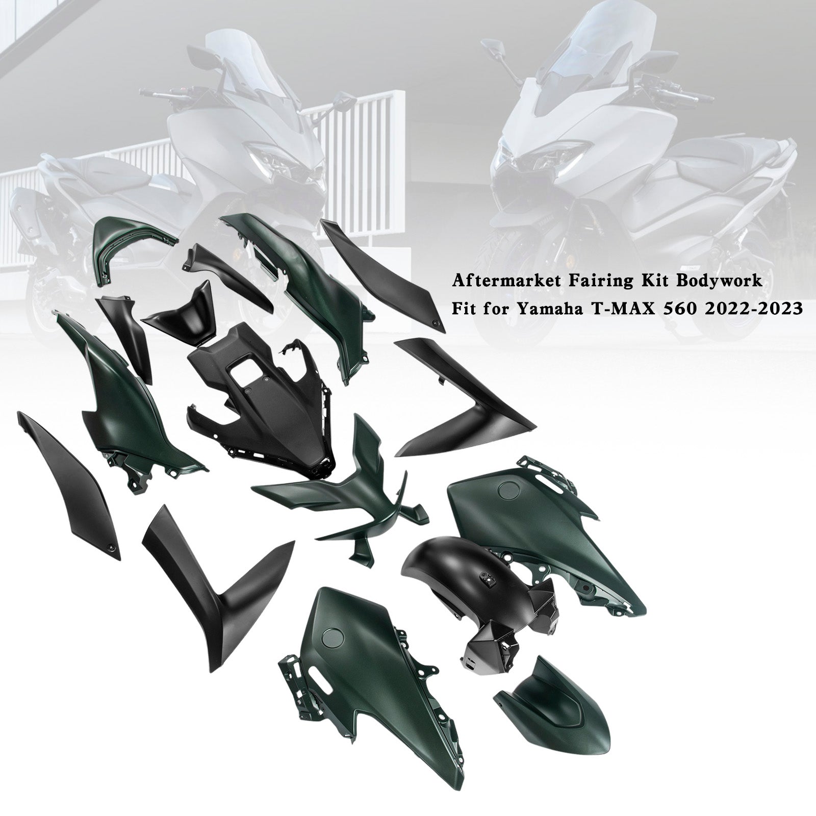 Amotopart 2023-2024 Yamaha T-MAX 560 Kit de carénage noir vert foncé