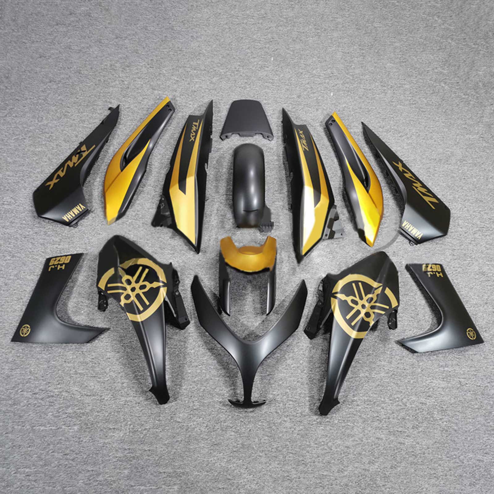 Amotopart 2008-2012 T-Max XP500 Yamaha Matte Black&Gold Fairing Kit