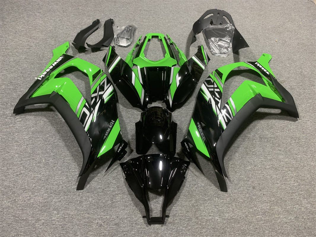 Amotopart 2011-2015 Kit de carénage Kawasaki ZX10R vert et noir Style2