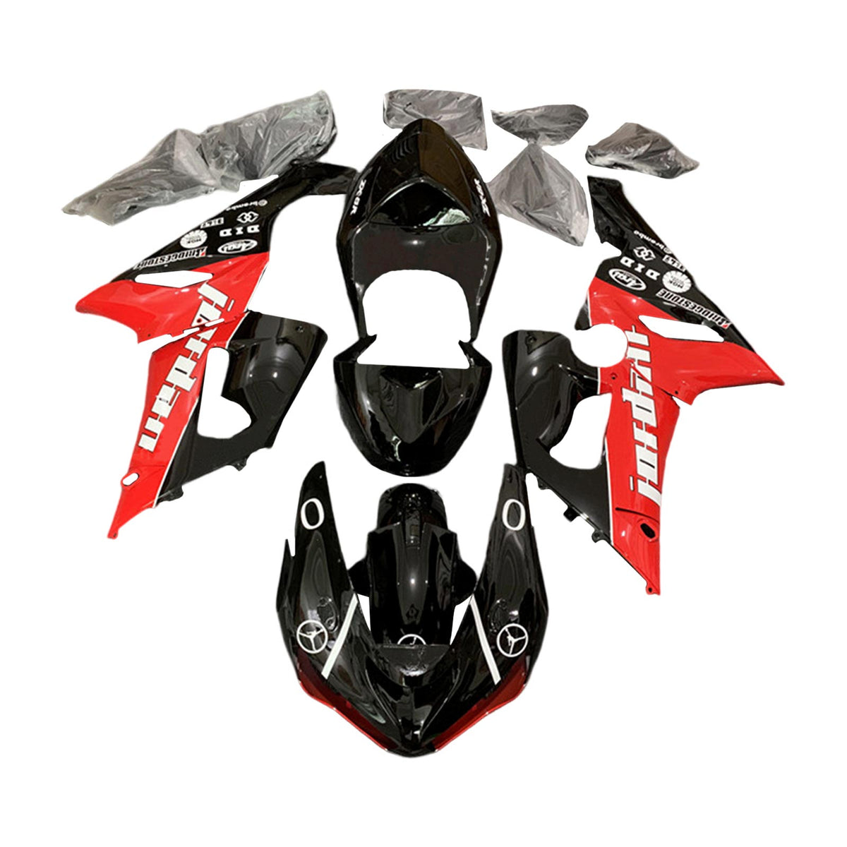 Amotopart 2005-2006 Kawasaki ZX6R 636 Black&Red Fairing Kit