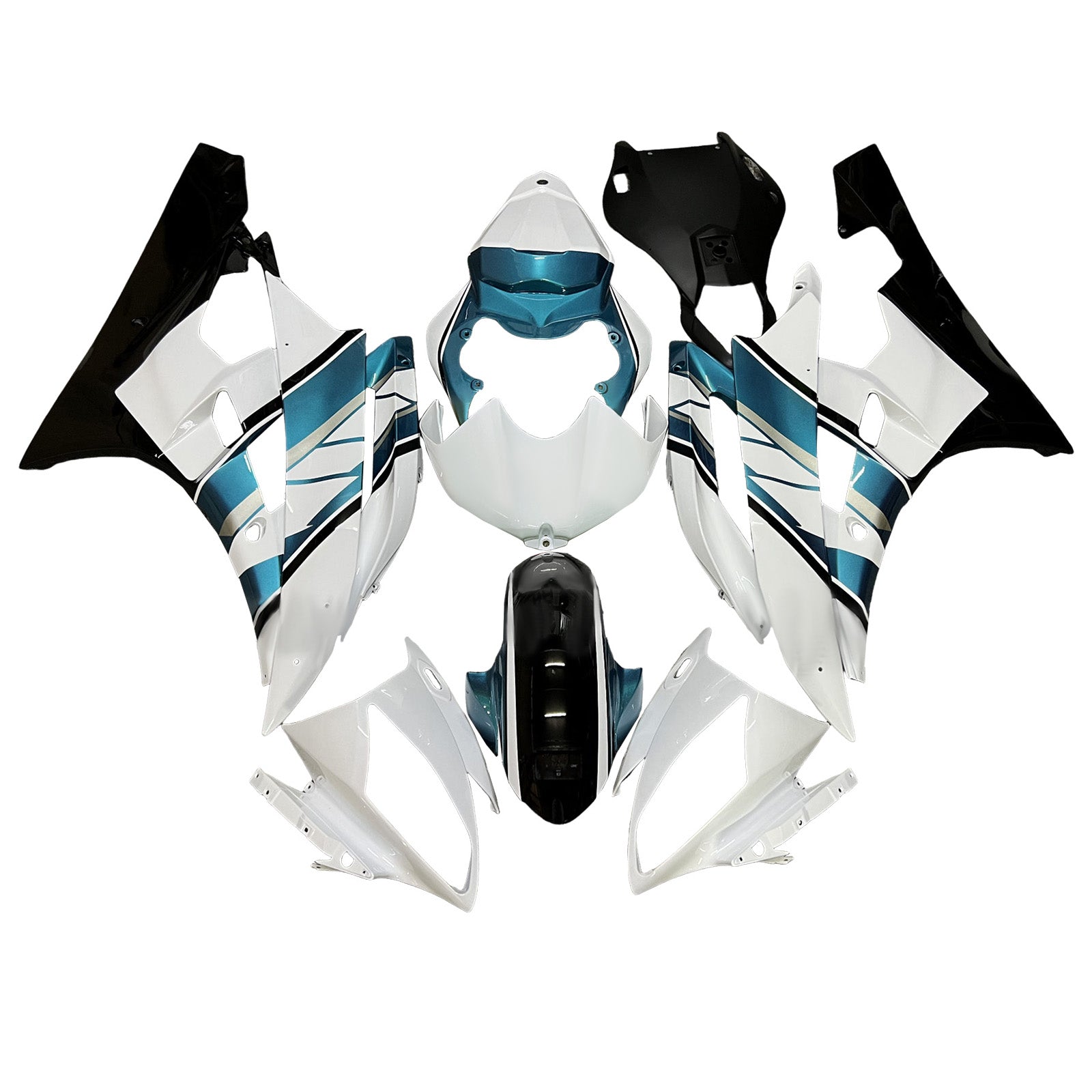 Amotopart 2006-2007 Yamaha YZF-R6 White & Black Fairing Kit