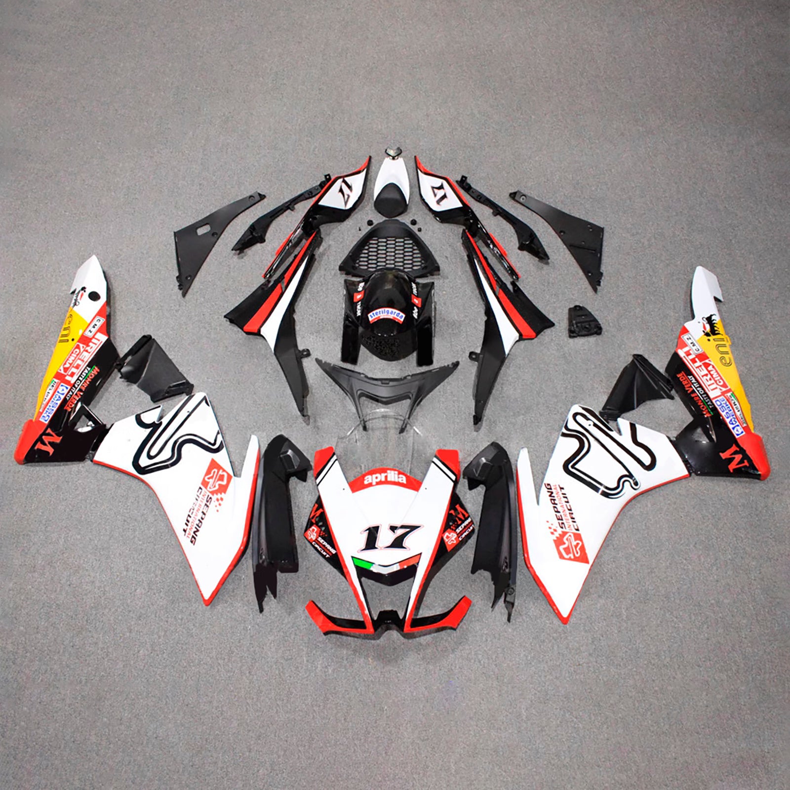 Amotopart 2009-2015 Aprilia RSV4 1000 White Red Yellow Black Fairing Kit