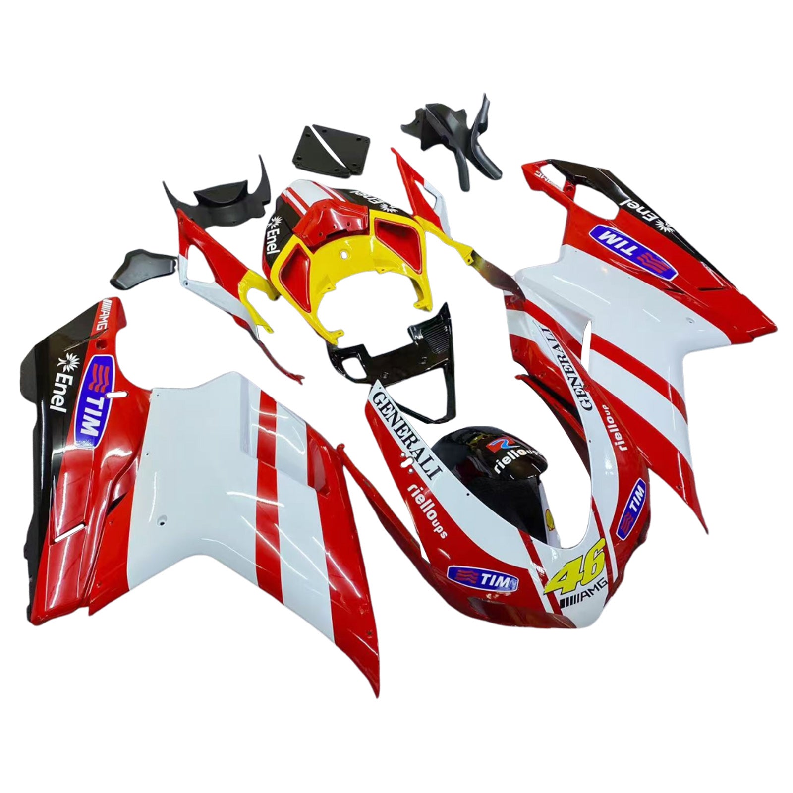 Amotopart All Years Ducati 1098 1198 848 Glossy Red White Fairing Kit
