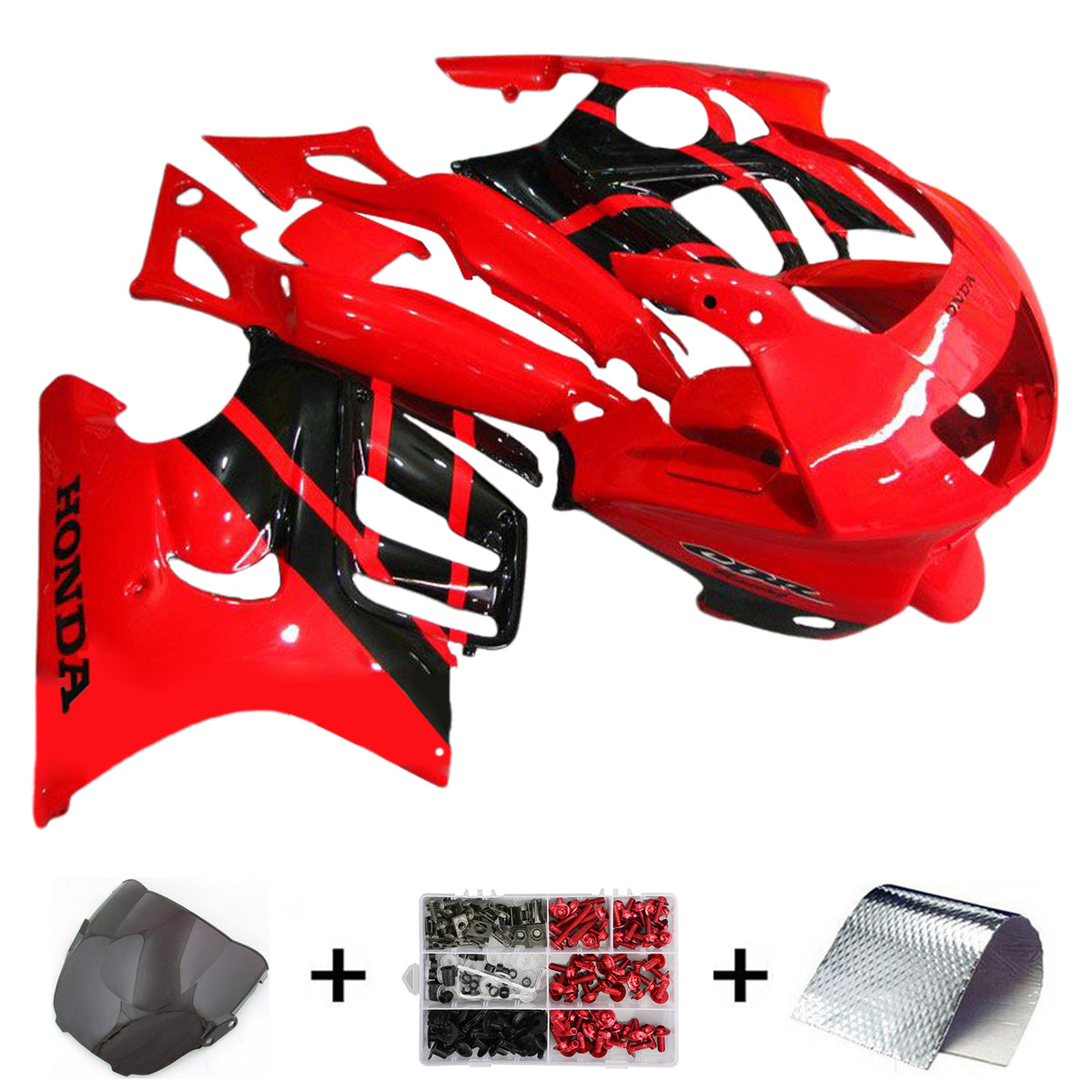 Amotopart 1995-1996 Honda CBR600 F3 Kit de carenado rojo negro y logotipo