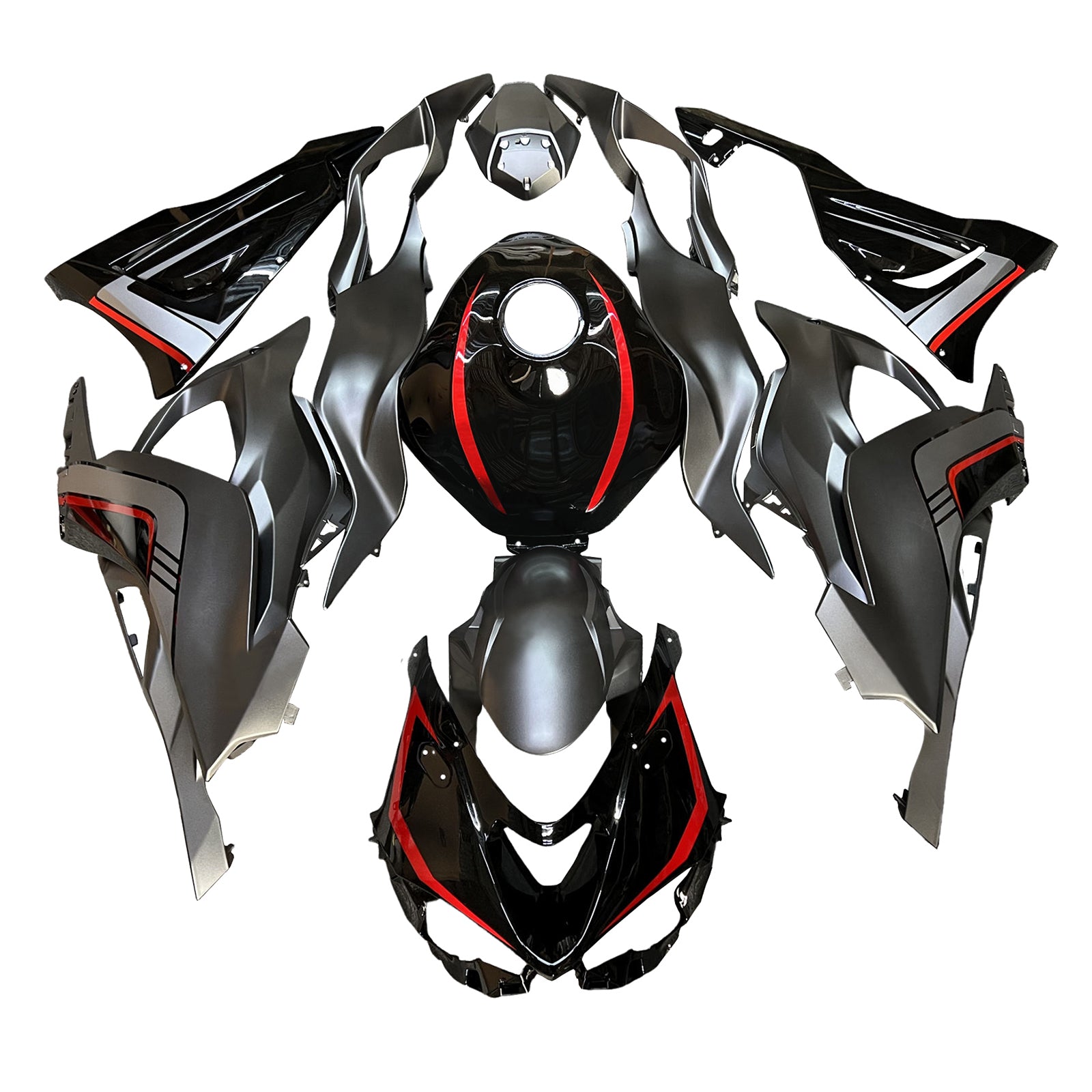 Amotopart 2024-2025 Kawasaki ZX-6R Red Black Gray Fairing Kit
