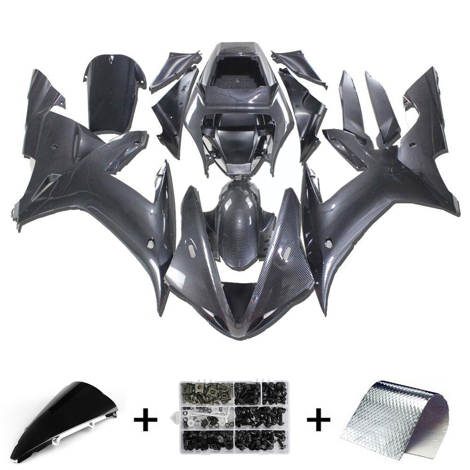 Amotopart 2002-2003 Yamaha YZF R1 Carbon Fiber Black Fairing Kit