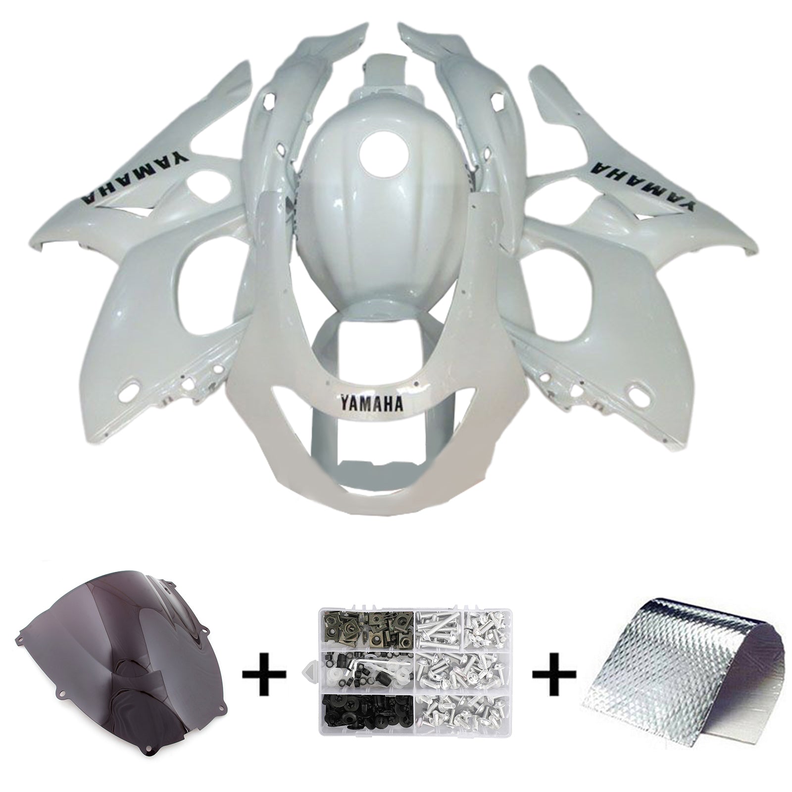 Amotopart 1996-2007 Yamaha YZF 600R Thundercat Kit de carenado blanco brillante