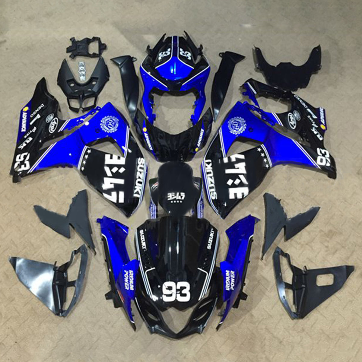 Amotopart 2009-2016 K9 GSXR1000 Suzuki Noir et Bleu Style4 Kit de carénage