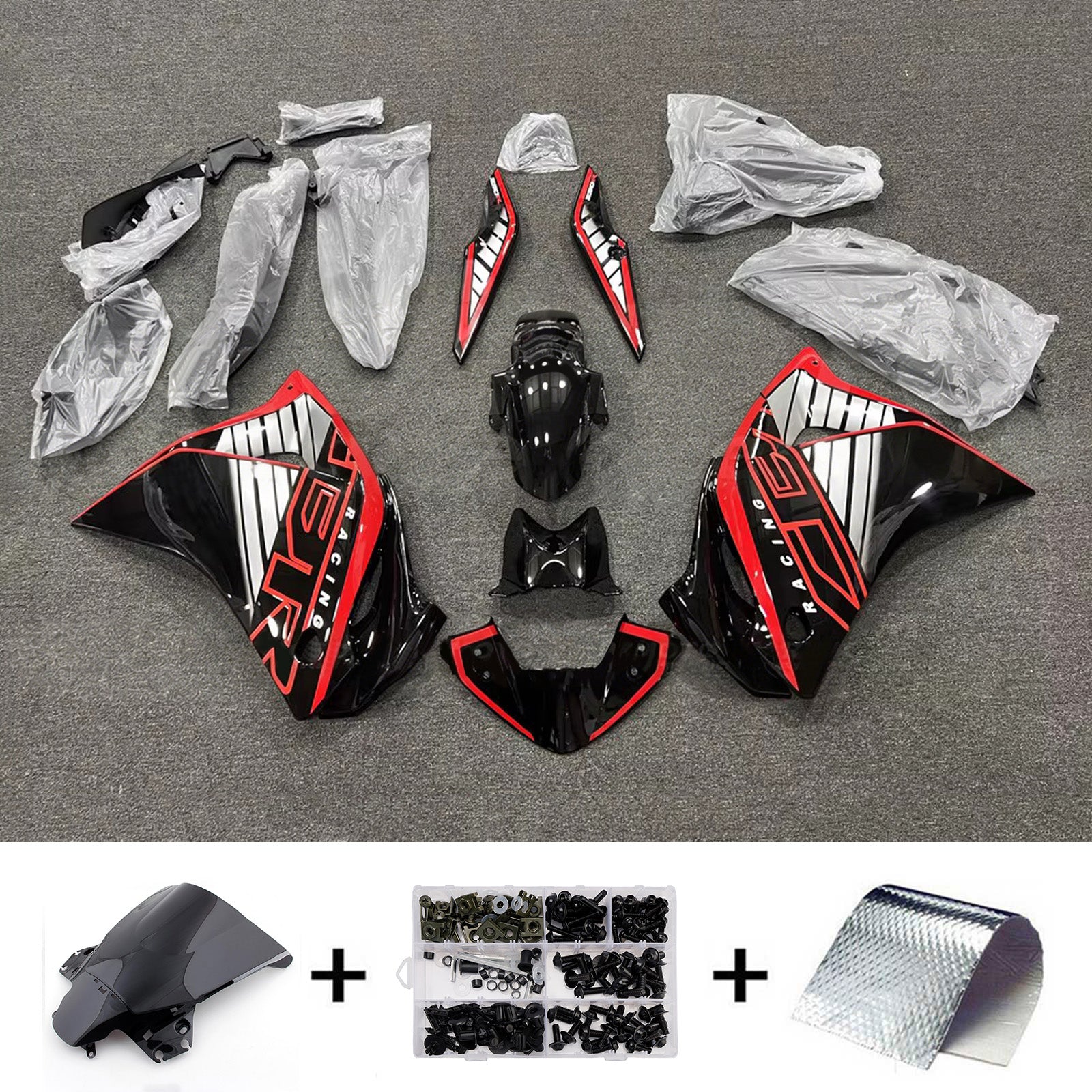 Amotopart 2011-2015 Honda CBR250R Black/Red Fairing Kit