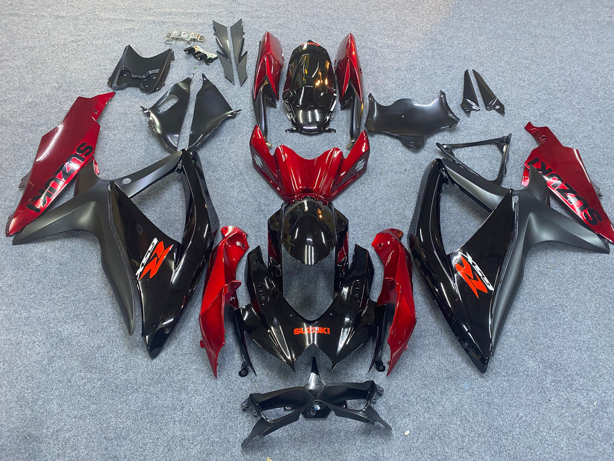 Amotopart 2008-2010 Suzuki GSXR600/750 Fairing Gloss Black&Red Kit