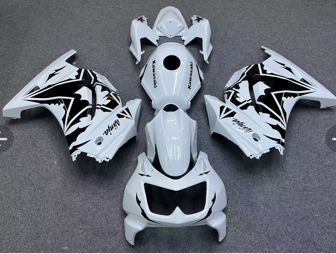 Amotopart 2008-2012 Kawasaki EX250 Ninja250R White & Black Fairing Kit