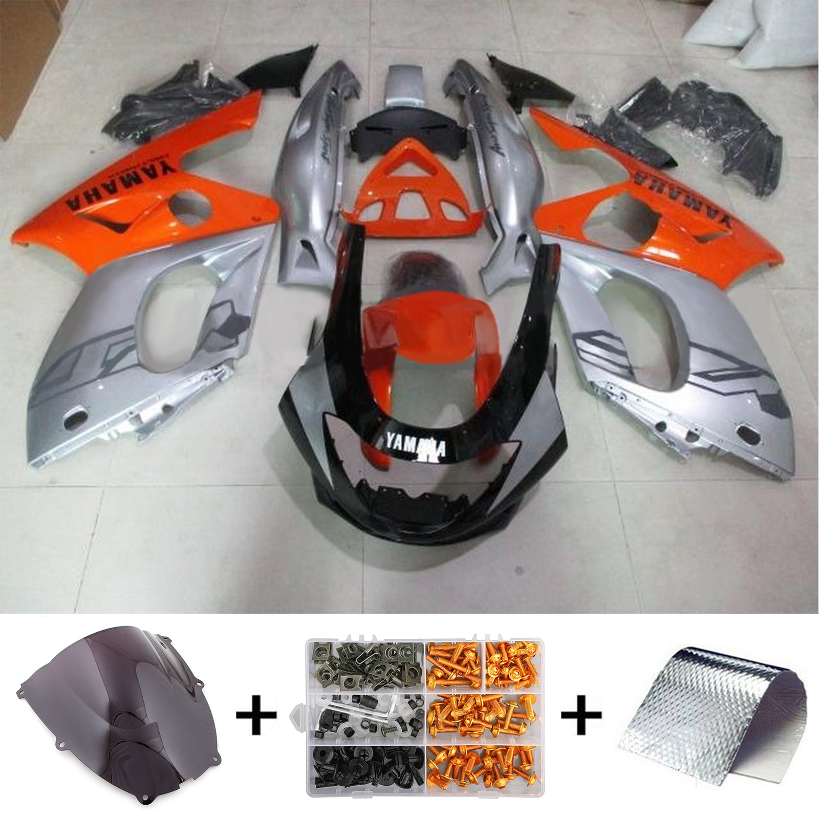 Amotopart Yamaha 1996-2007 YZF 600R Thundercat Orange Sliver Fairing Kit