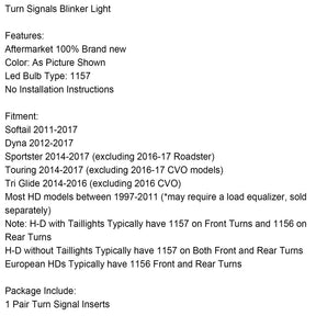 2Pcs 1157 LED Turn Signals Blinker Light For Dyna Softail Street Glide Road King