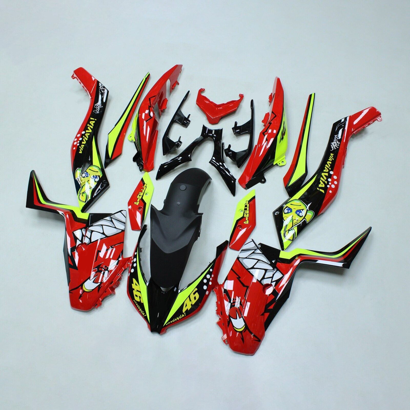 Amotopart 2017-2021 Yamaha XMAX300 Fairing Red&Yellow Sharkteeth Kit