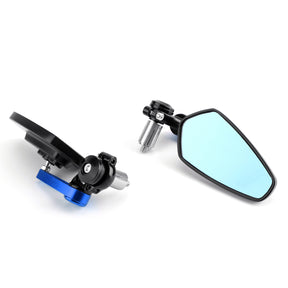 1 Pair Universal Rear View Handle Bar End Side Rearview Mirrors Blue
