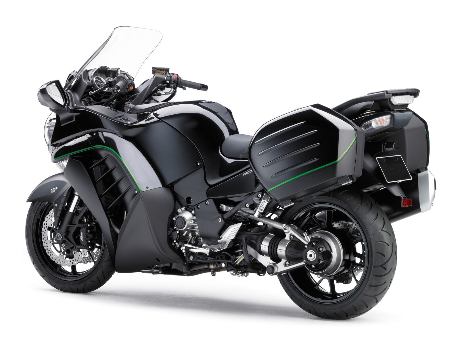 Amotopart Kawasaki 2007-2009 GTR1400/ZG1400 Kit de carenado de línea verde negro