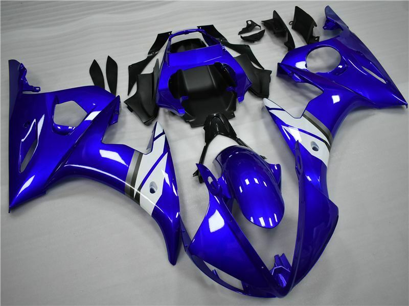 Amotopart 2005 Yamaha YZF-R6 Verkleidung Blau Weiß Kit