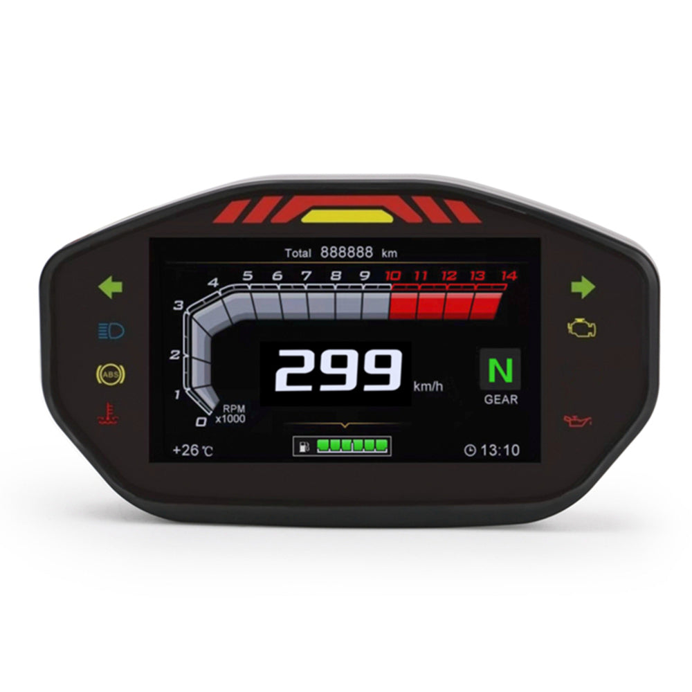 Universal Motorrad Tft Digital Tachometer 14000 U/min 6 Gang Hintergrundbeleuchtung Kilometerzähler