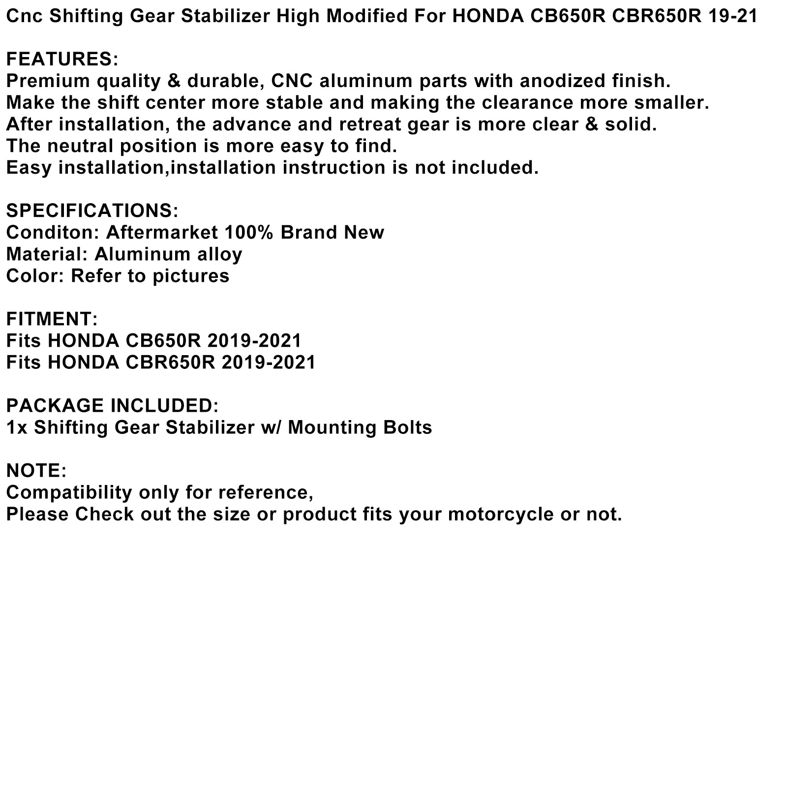Estabilizador de engranaje de cambio Cnc alto modificado para HONDA CB650R CBR650R 19-21 titanio